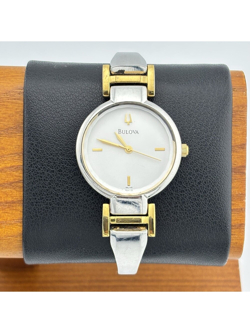 Bulova Ladies Two Tone Silver Gold Tone Dress Watch 28mm Silver Dial 98L140